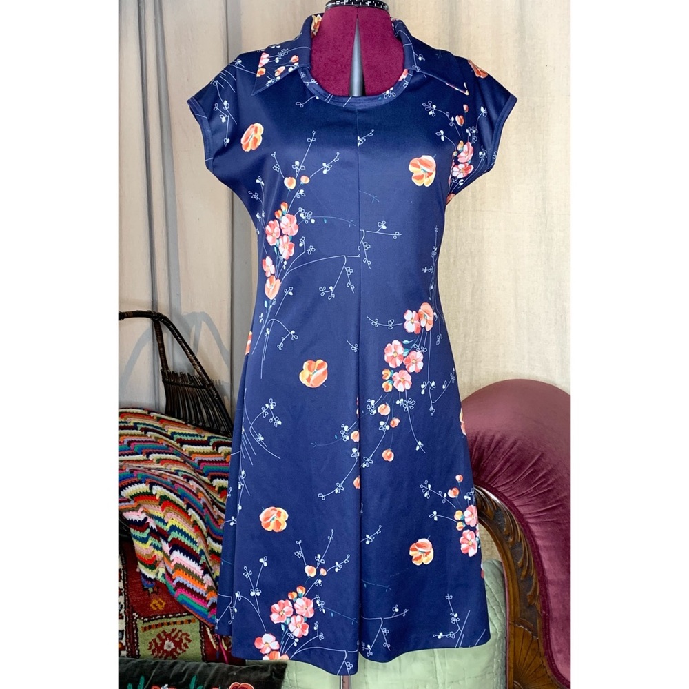 70s Floral Polyester Dress